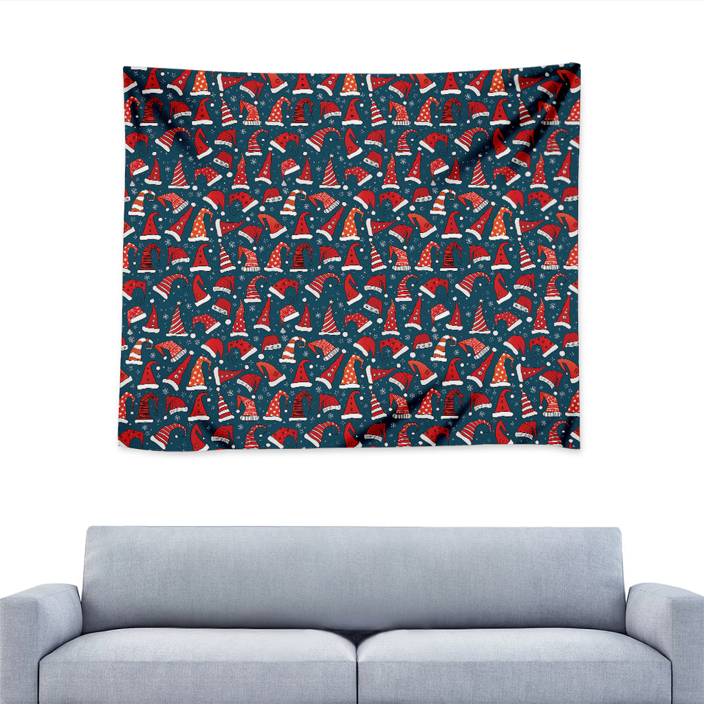 Christmas Santa Hats Pattern Print Tapestry
