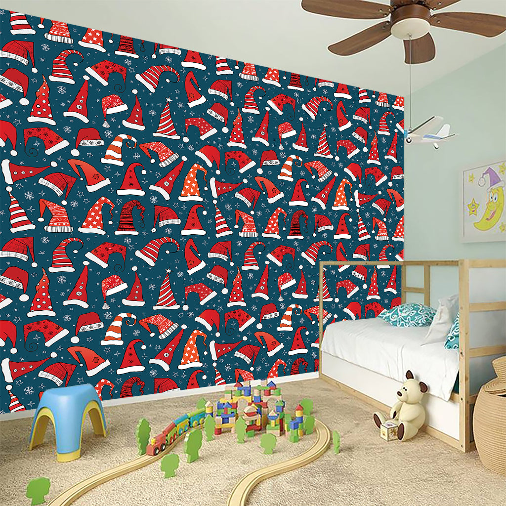Christmas Santa Hats Pattern Print Wall Sticker