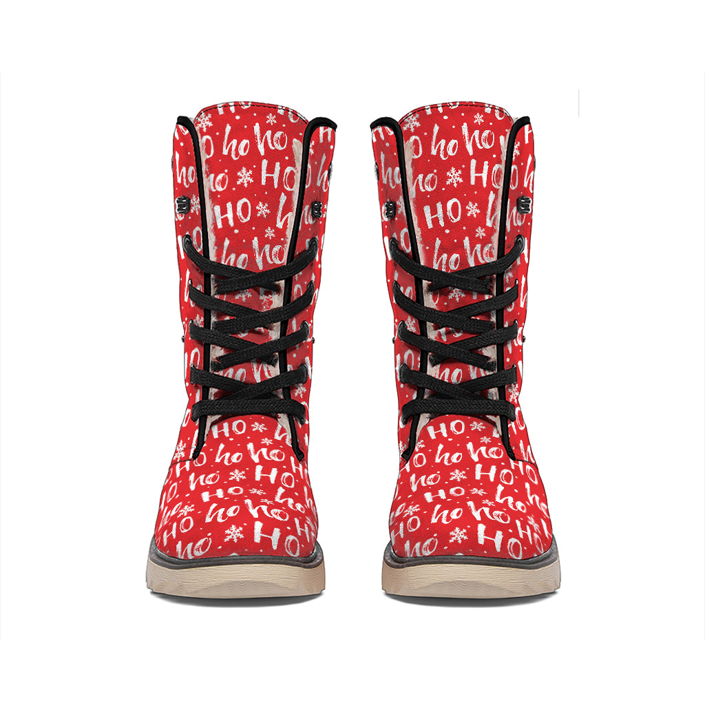 Christmas Santa Laugh Pattern Print Winter Boots