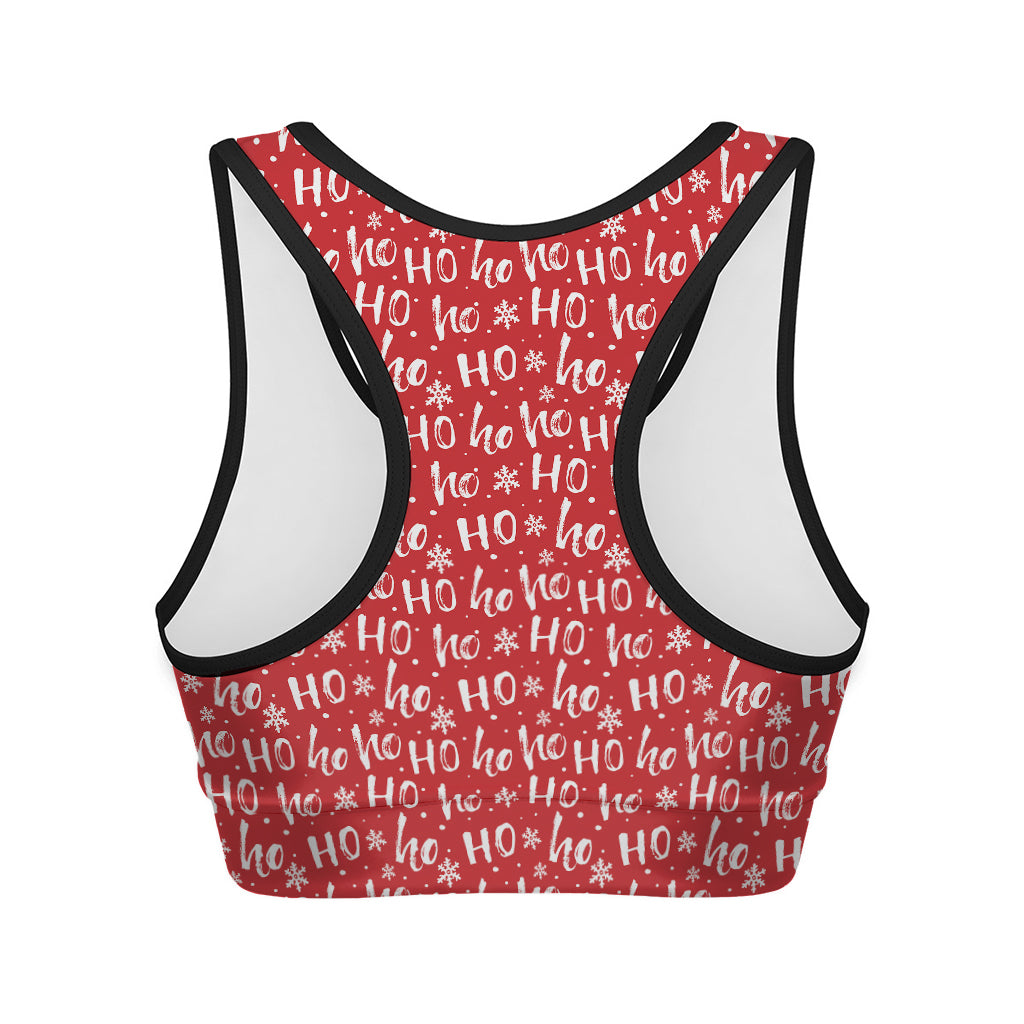 Christmas Santa Laugh Pattern Print Women's Sports Bra