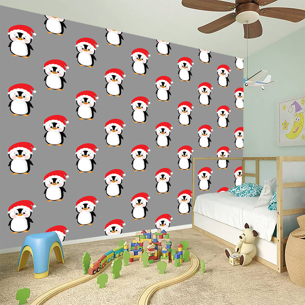 Christmas Santa Penguin Pattern Print Wall Sticker