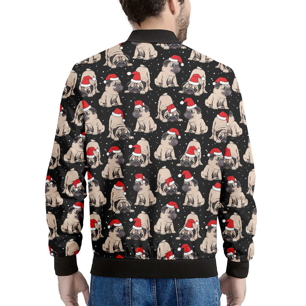 Christmas Santa Pug Pattern Print Men's Bomber Jacket