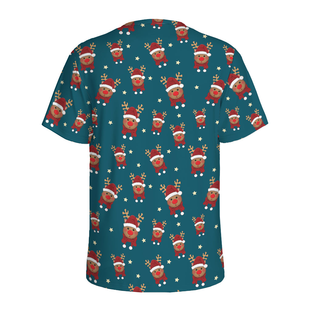 Christmas Santa Reindeer Pattern Print Men's Sports T-Shirt