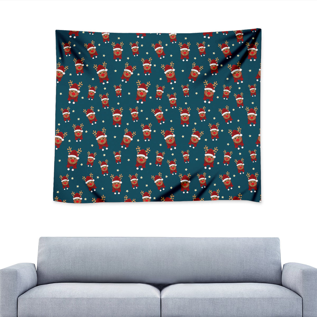Christmas Santa Reindeer Pattern Print Tapestry