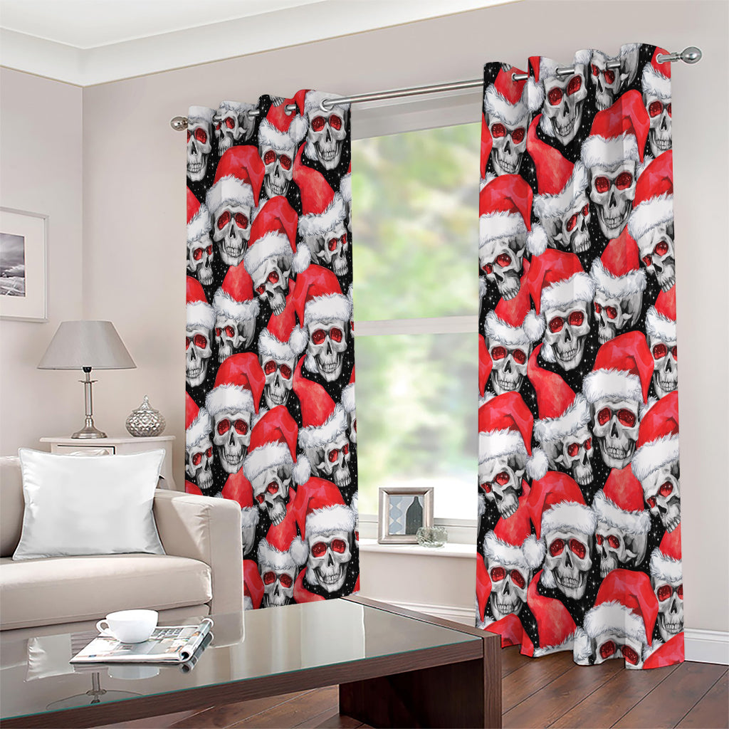 Christmas Santa Skull Pattern Print Extra Wide Grommet Curtains