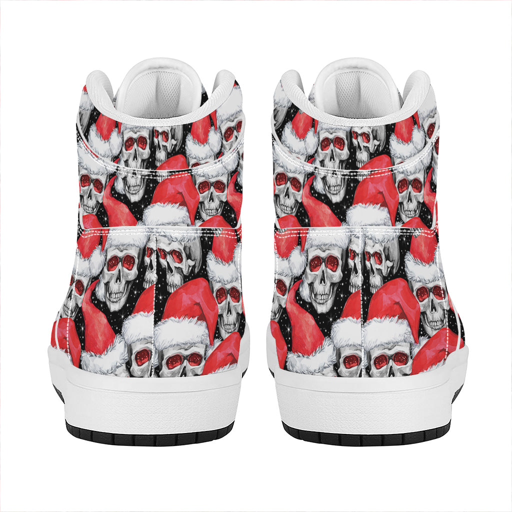 Christmas Santa Skull Pattern Print High Top Leather Sneakers