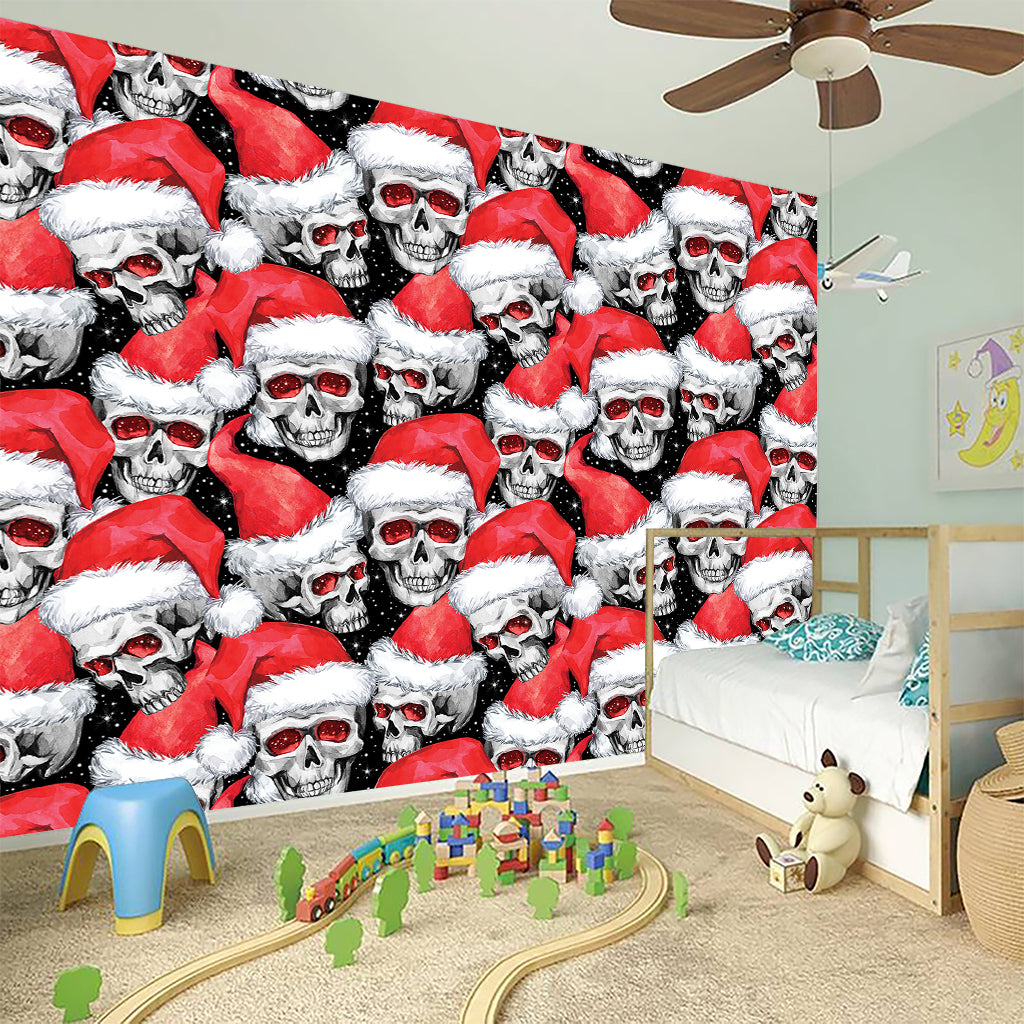 Christmas Santa Skull Pattern Print Wall Sticker