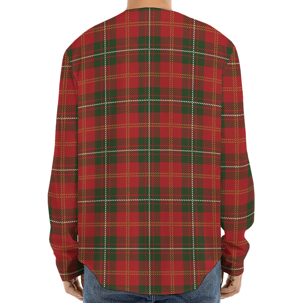 Christmas Scottish Tartan Pattern Print Long Sleeve Baseball Jersey