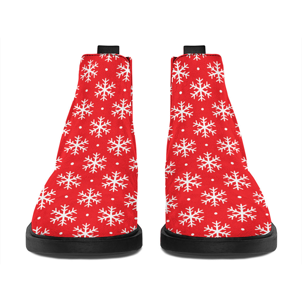 Christmas Snowflake Pattern Print Flat Ankle Boots