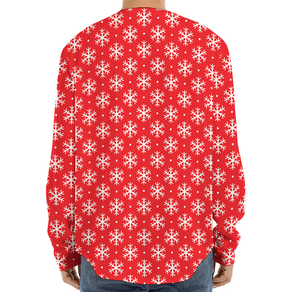 Christmas Snowflake Pattern Print Long Sleeve Baseball Jersey