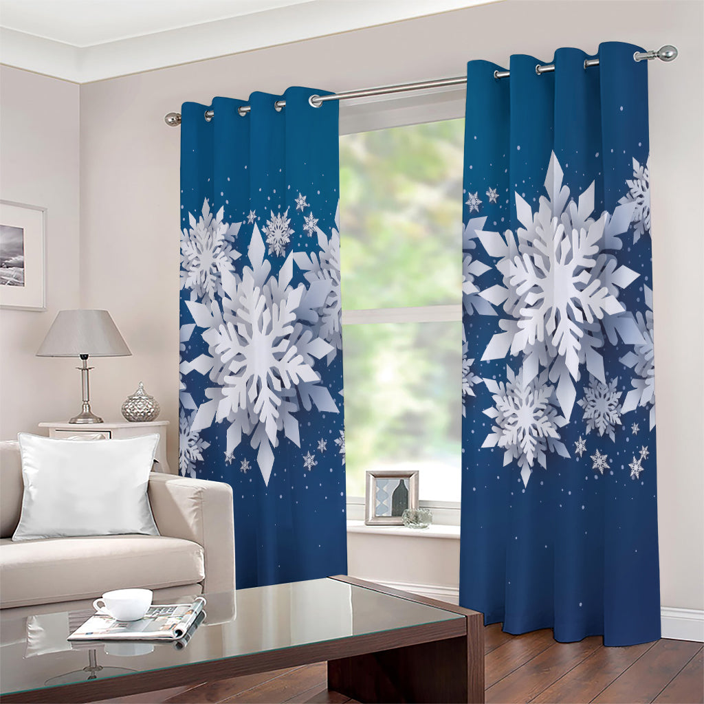 Christmas Snowflake Print Extra Wide Grommet Curtains