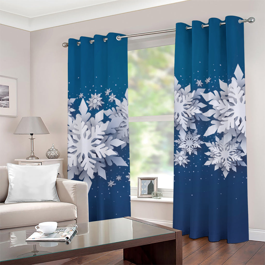 Christmas Snowflake Print Grommet Curtains