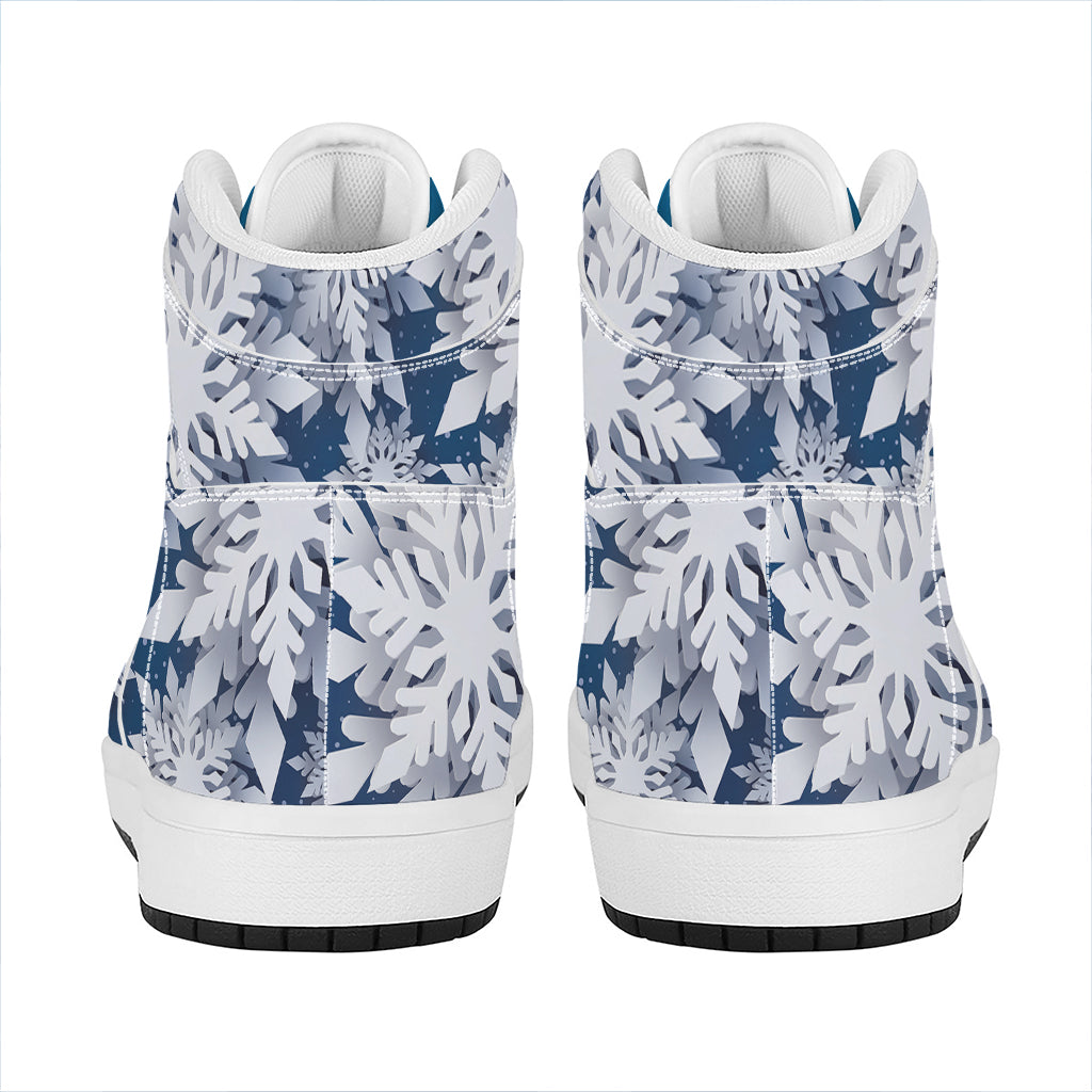 Christmas Snowflake Print High Top Leather Sneakers