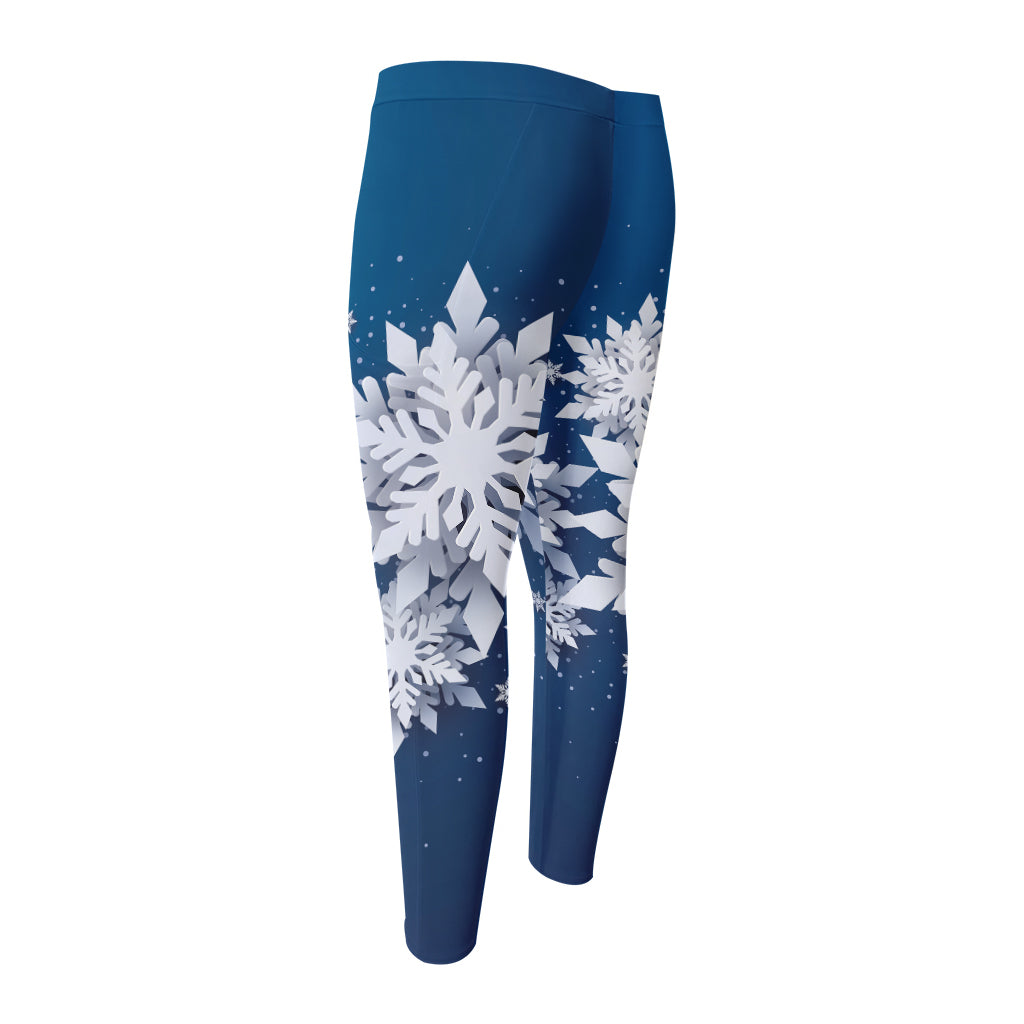 Christmas Snowflake Print Men's Compression Pants