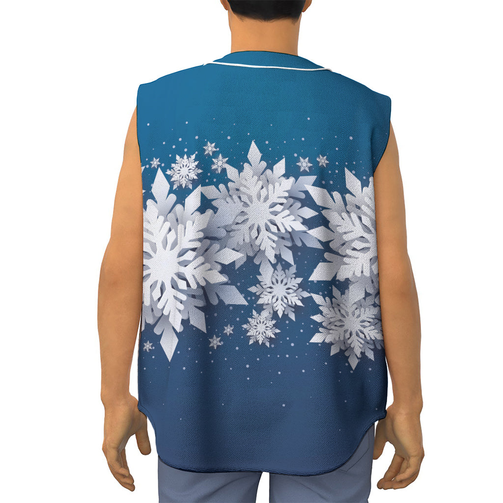 Christmas Snowflake Print Sleeveless Baseball Jersey