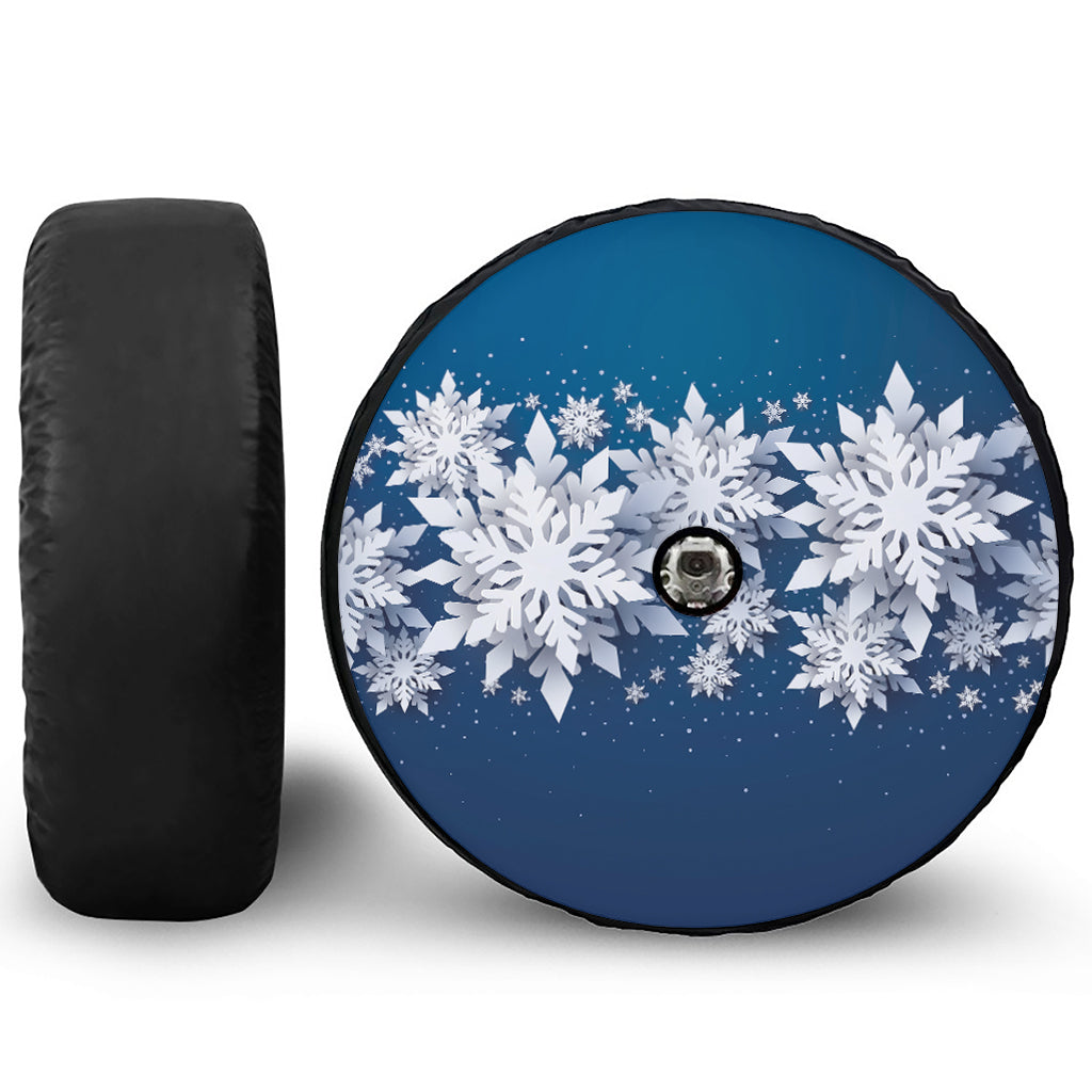 Christmas Snowflake Print Tire Cover With Camera Hole
