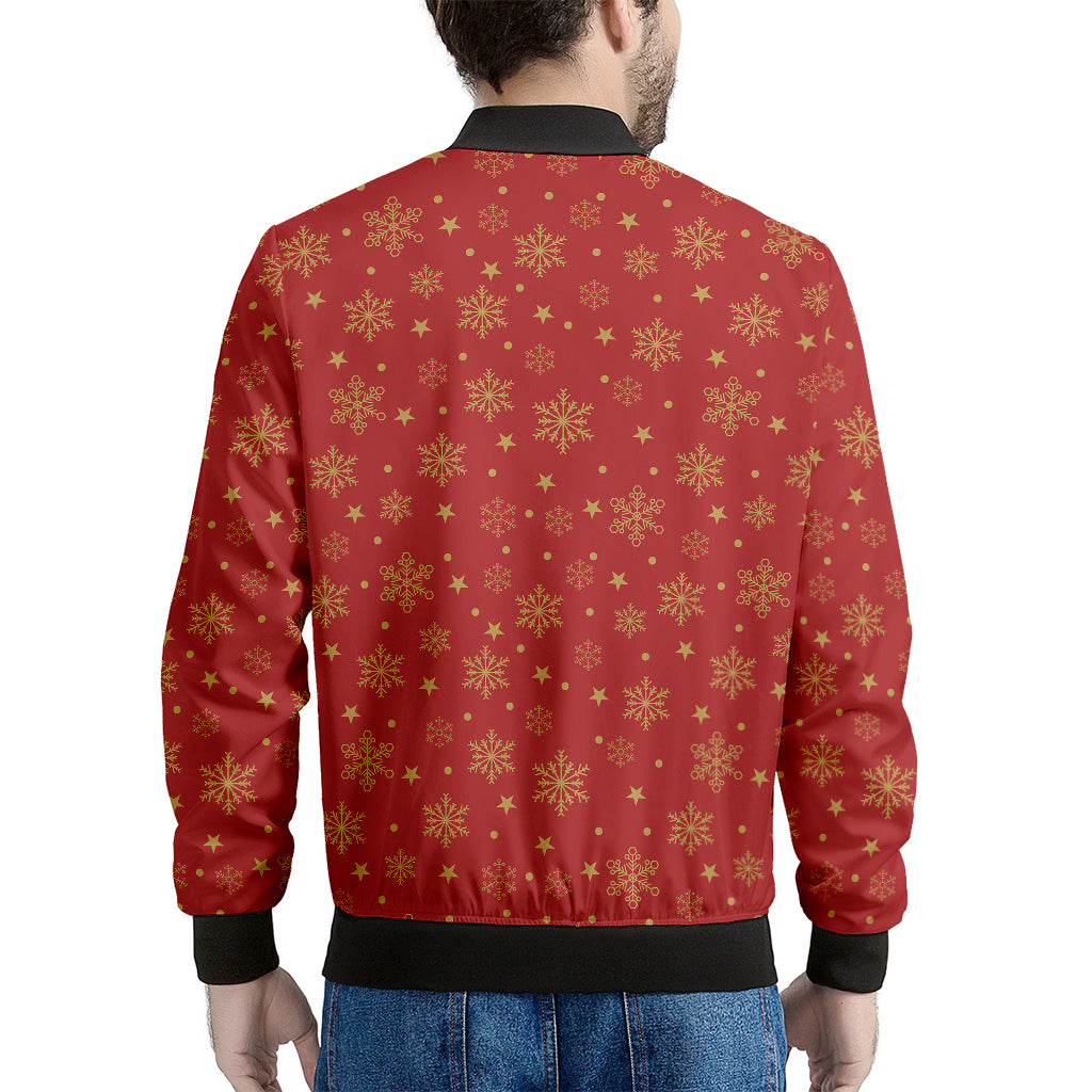Christmas Snowflakes And Stars Print Men's Bomber Jacket