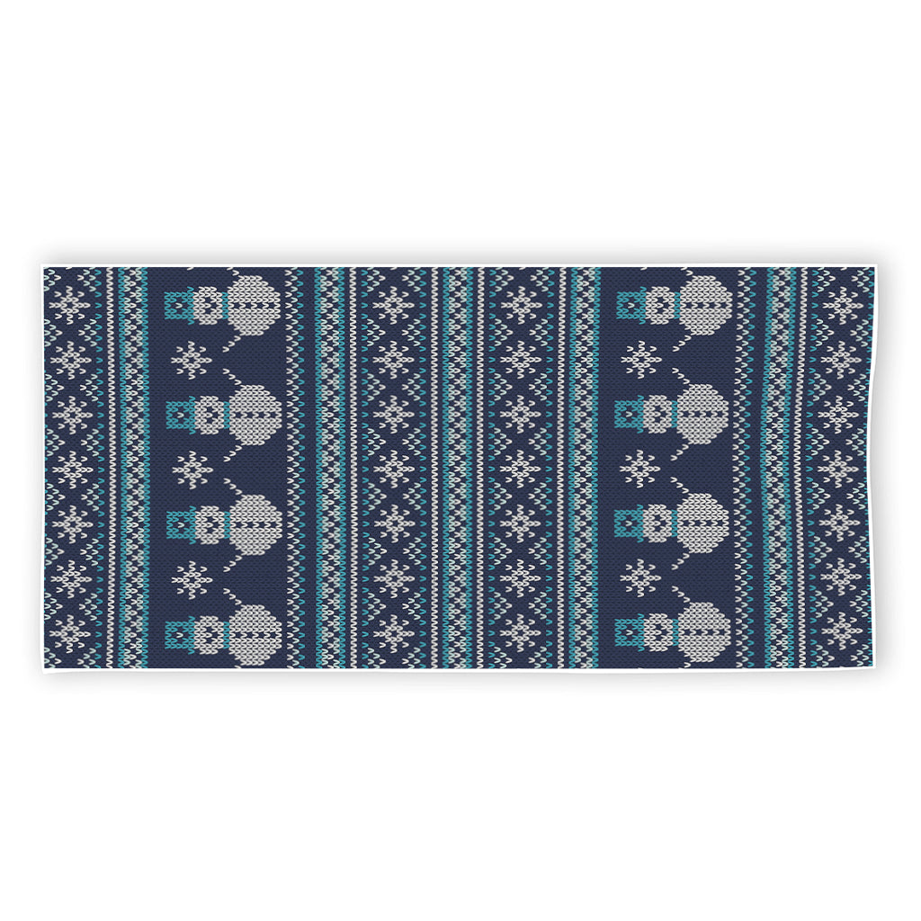 Christmas Snowman Knitted Pattern Print Beach Towel