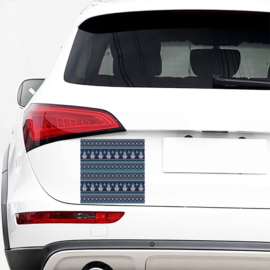 Christmas Snowman Knitted Pattern Print Car Sticker