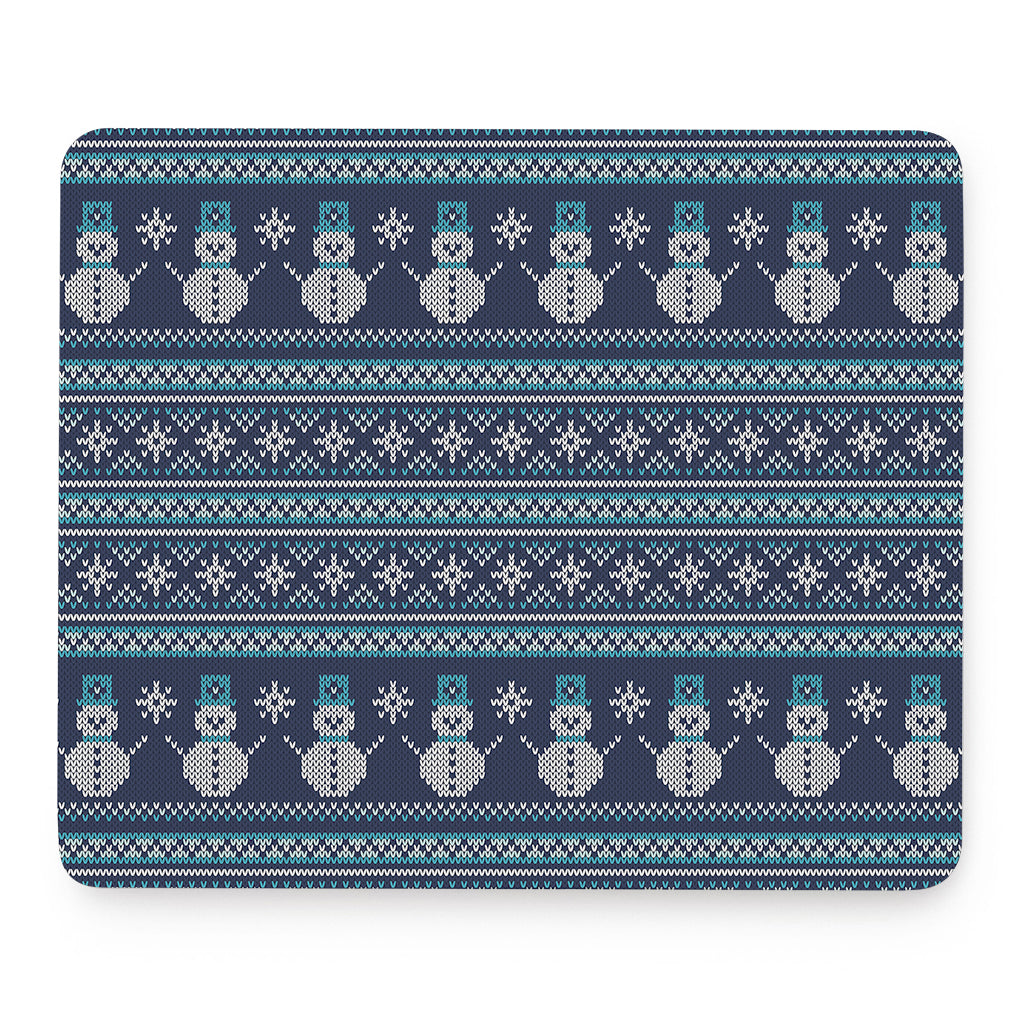 Christmas Snowman Knitted Pattern Print Mouse Pad