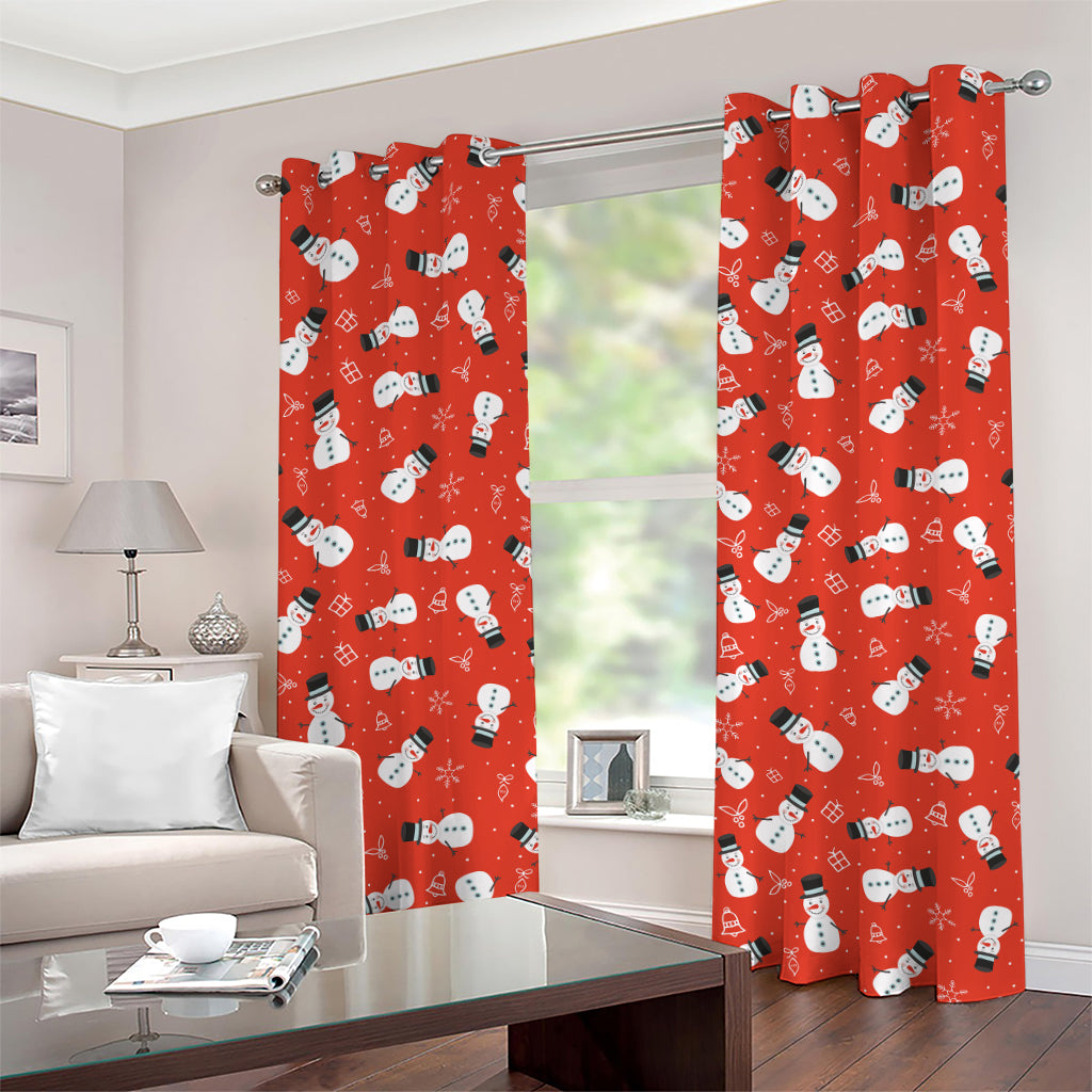 Christmas Snowman Pattern Print Grommet Curtains