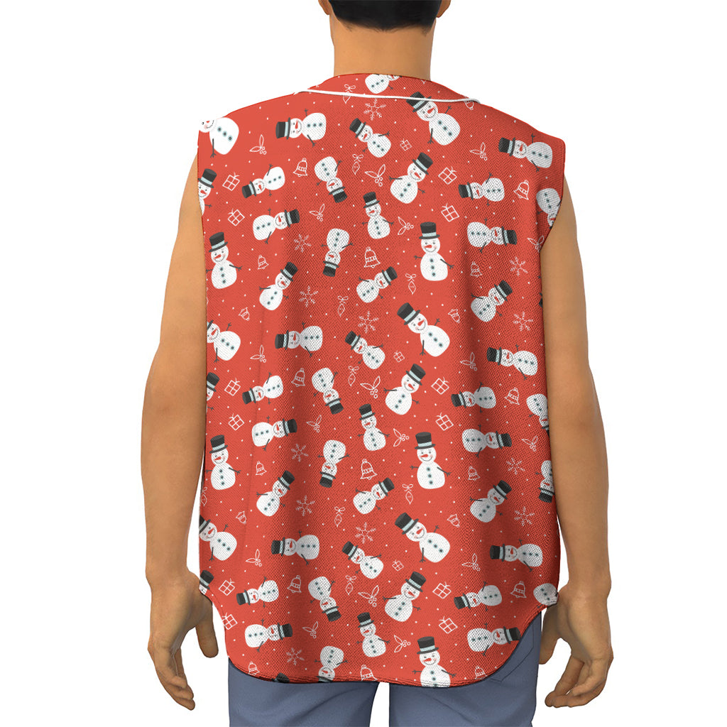 Christmas Snowman Pattern Print Sleeveless Baseball Jersey