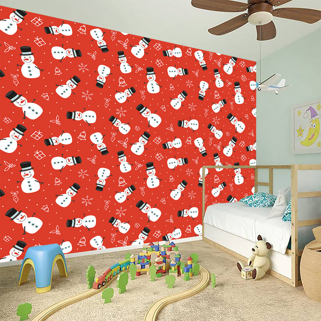 Christmas Snowman Pattern Print Wall Sticker