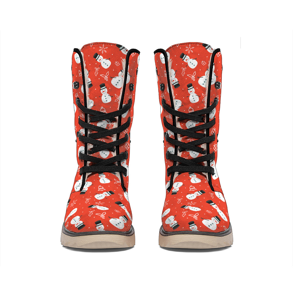 Christmas Snowman Pattern Print Winter Boots