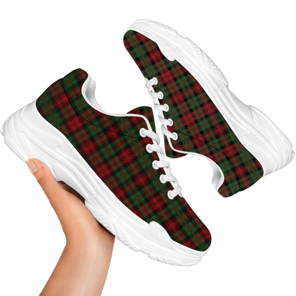 Christmas Tartan Pattern Print White Chunky Shoes