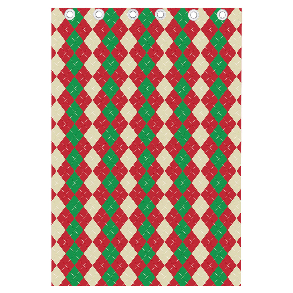 Christmas Themed Argyle Pattern Print Curtain