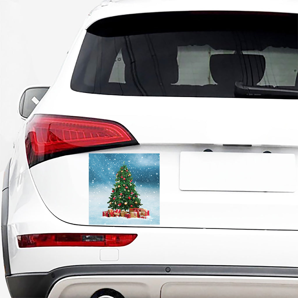 Christmas Tree And Snow Print Car Sticker