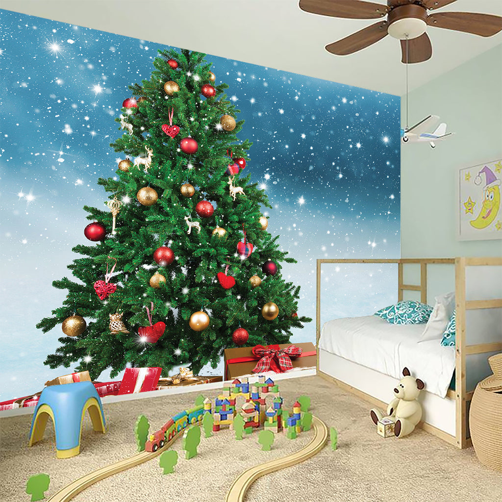 Christmas Tree And Snow Print Wall Sticker