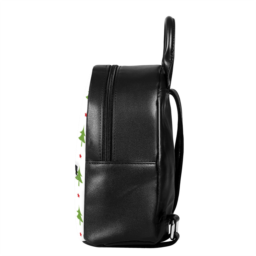 Christmas Tree And Star Pattern Print Leather Backpack