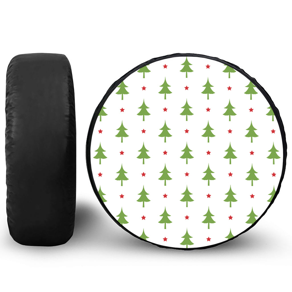 Christmas Tree And Star Pattern Print Leather Spare Tire Cover