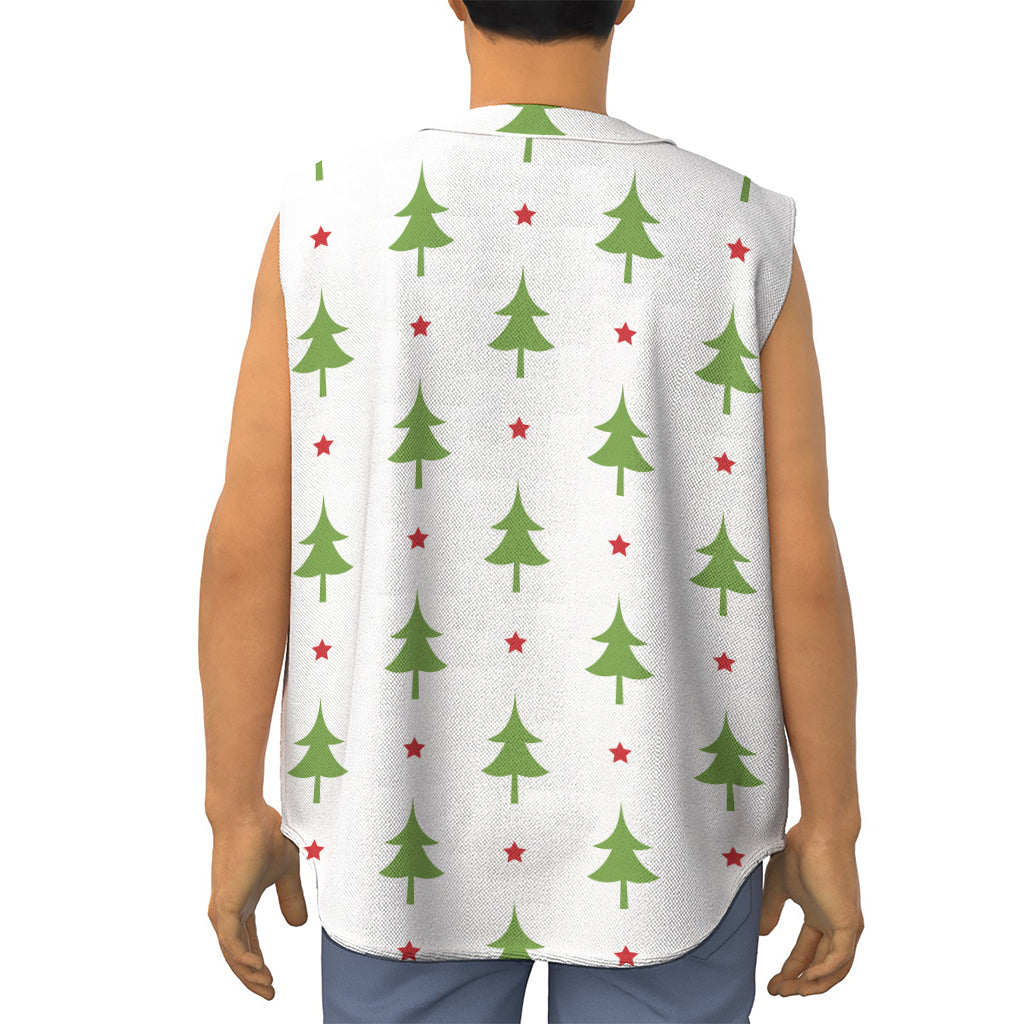 Christmas Tree And Star Pattern Print Sleeveless Baseball Jersey