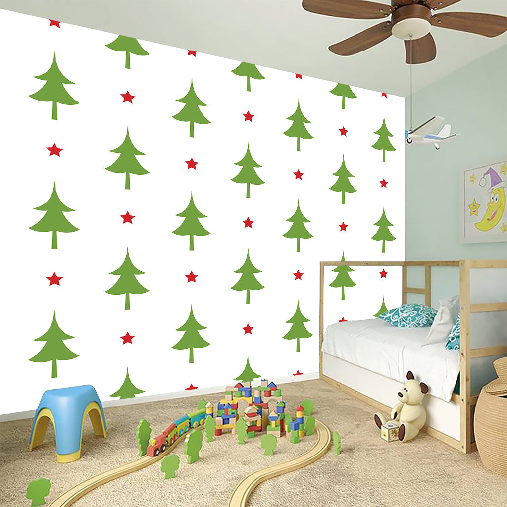 Christmas Tree And Star Pattern Print Wall Sticker