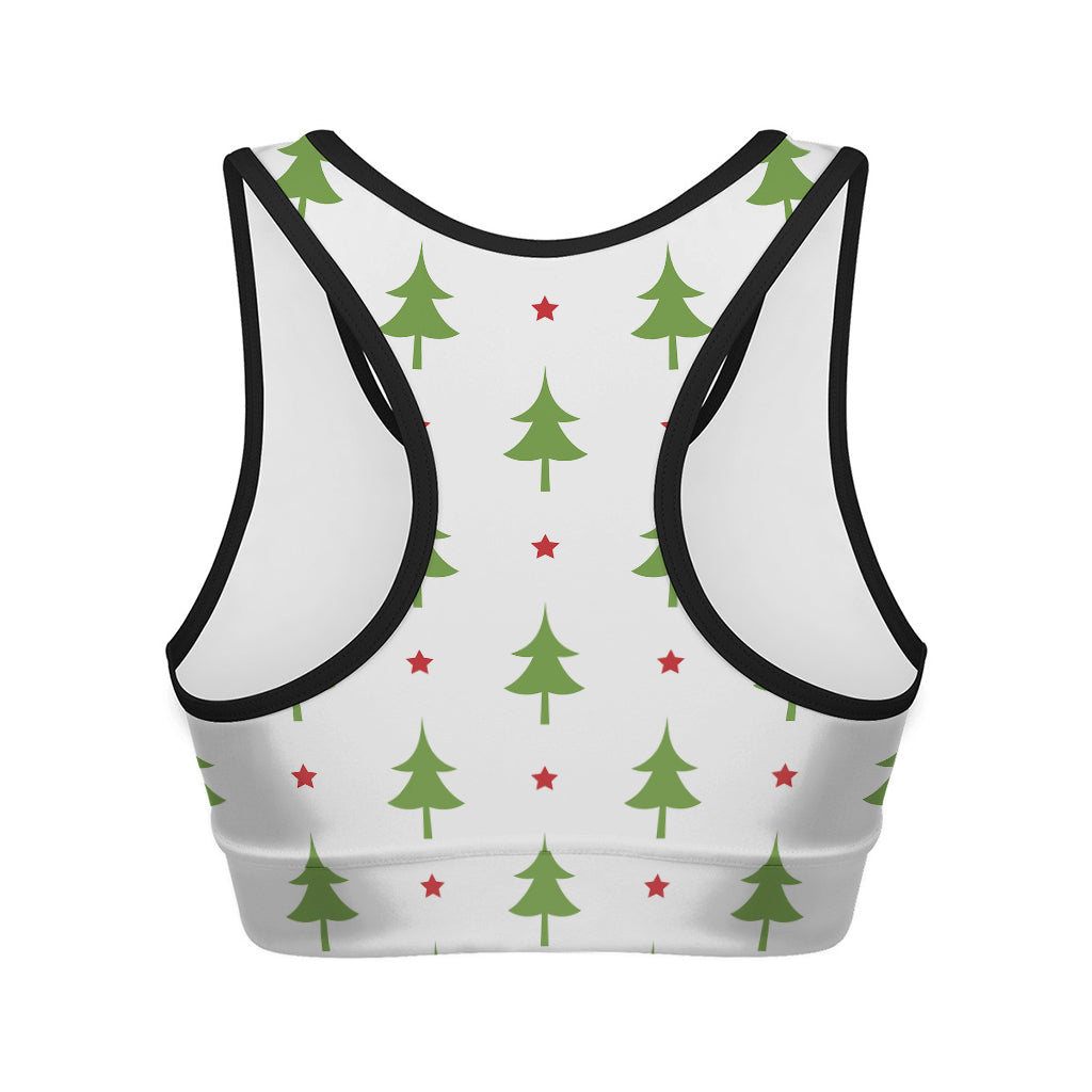 Christmas Tree And Star Pattern Print Women's Sports Bra