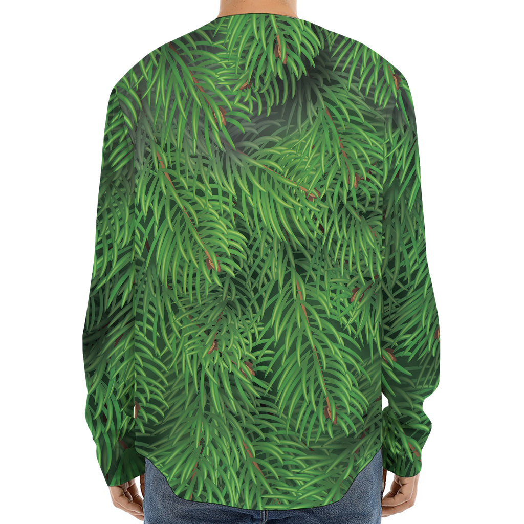 Christmas Tree Branches Print Long Sleeve Baseball Jersey