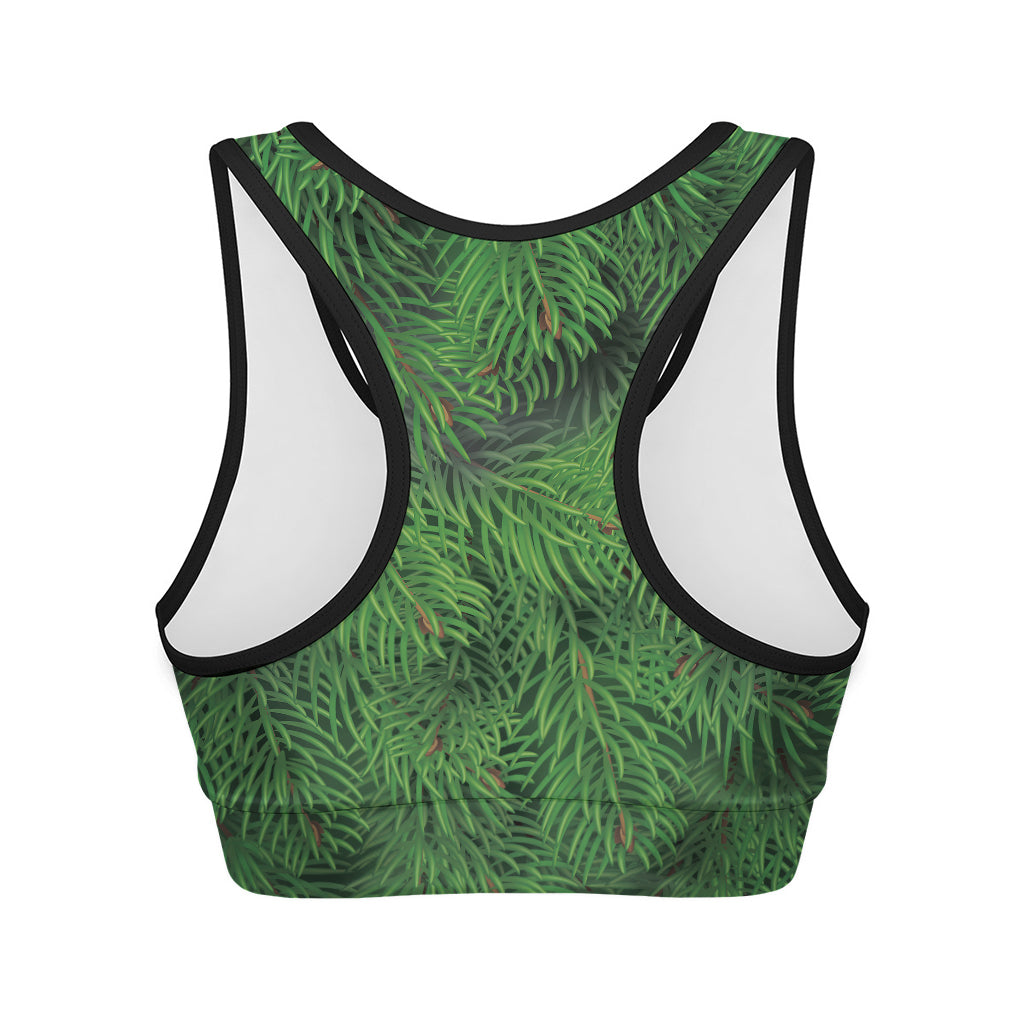 Christmas Tree Branches Print Women's Sports Bra