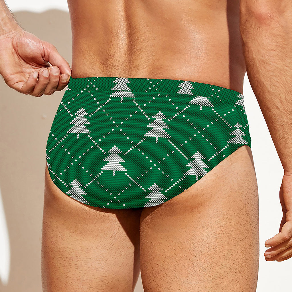 Christmas Tree Knitted Pattern Print Men's Swim Briefs
