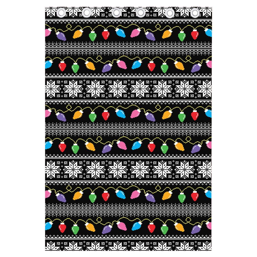 Christmas Tree Lights Print Curtain