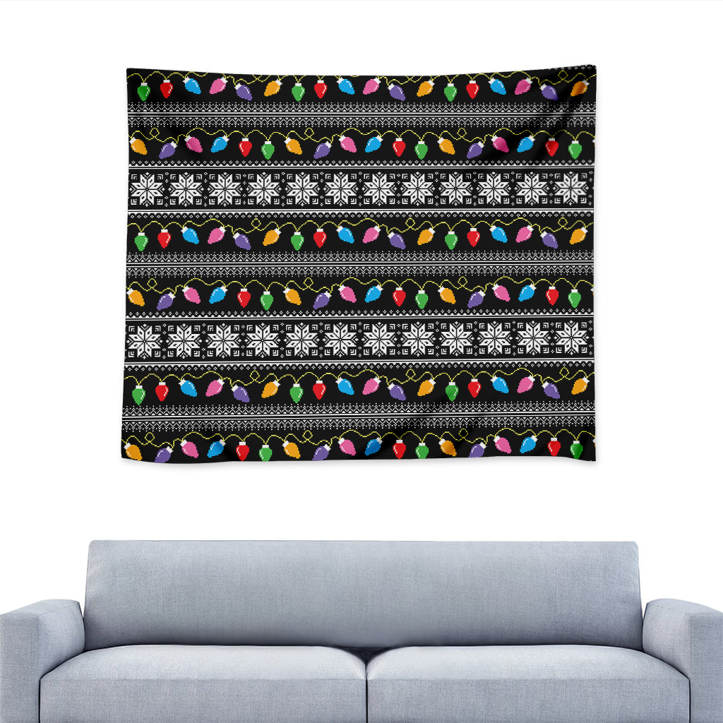 Christmas Tree Lights Print Tapestry