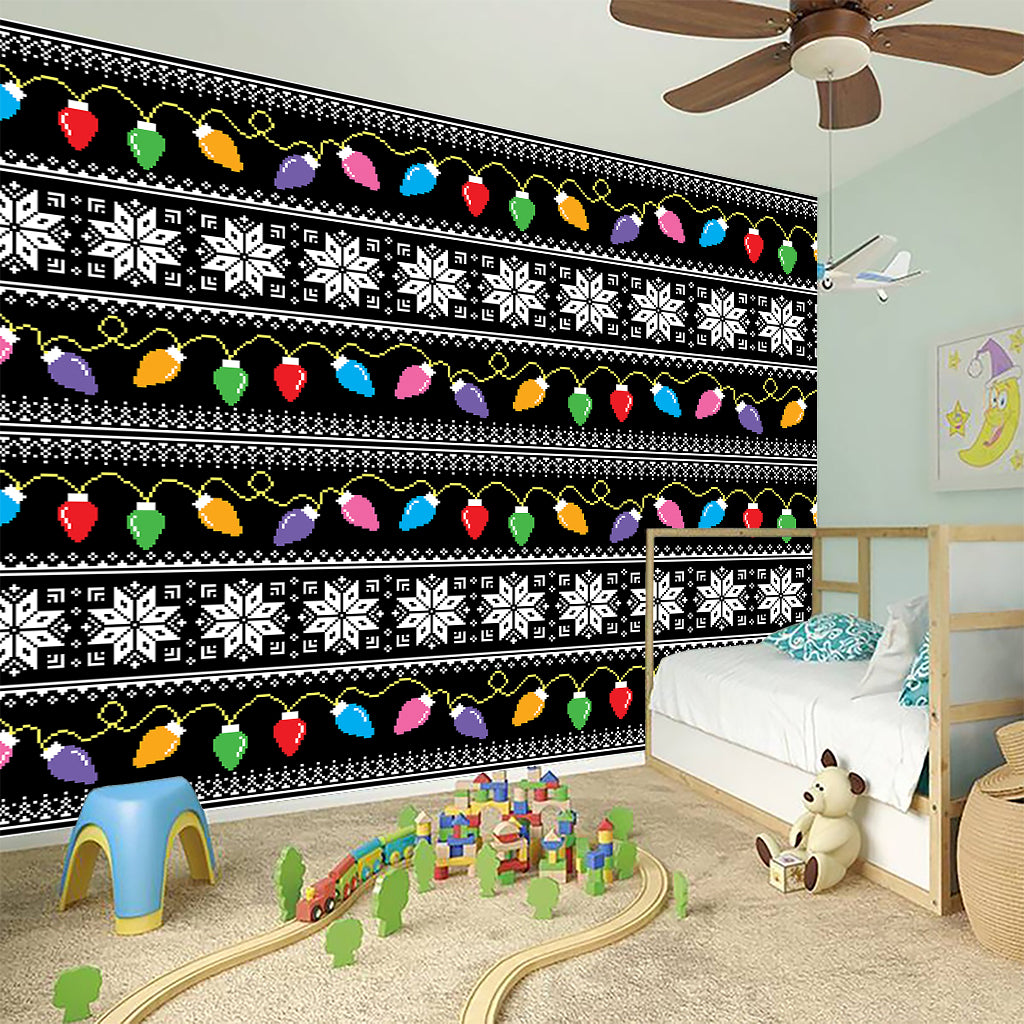 Christmas Tree Lights Print Wall Sticker
