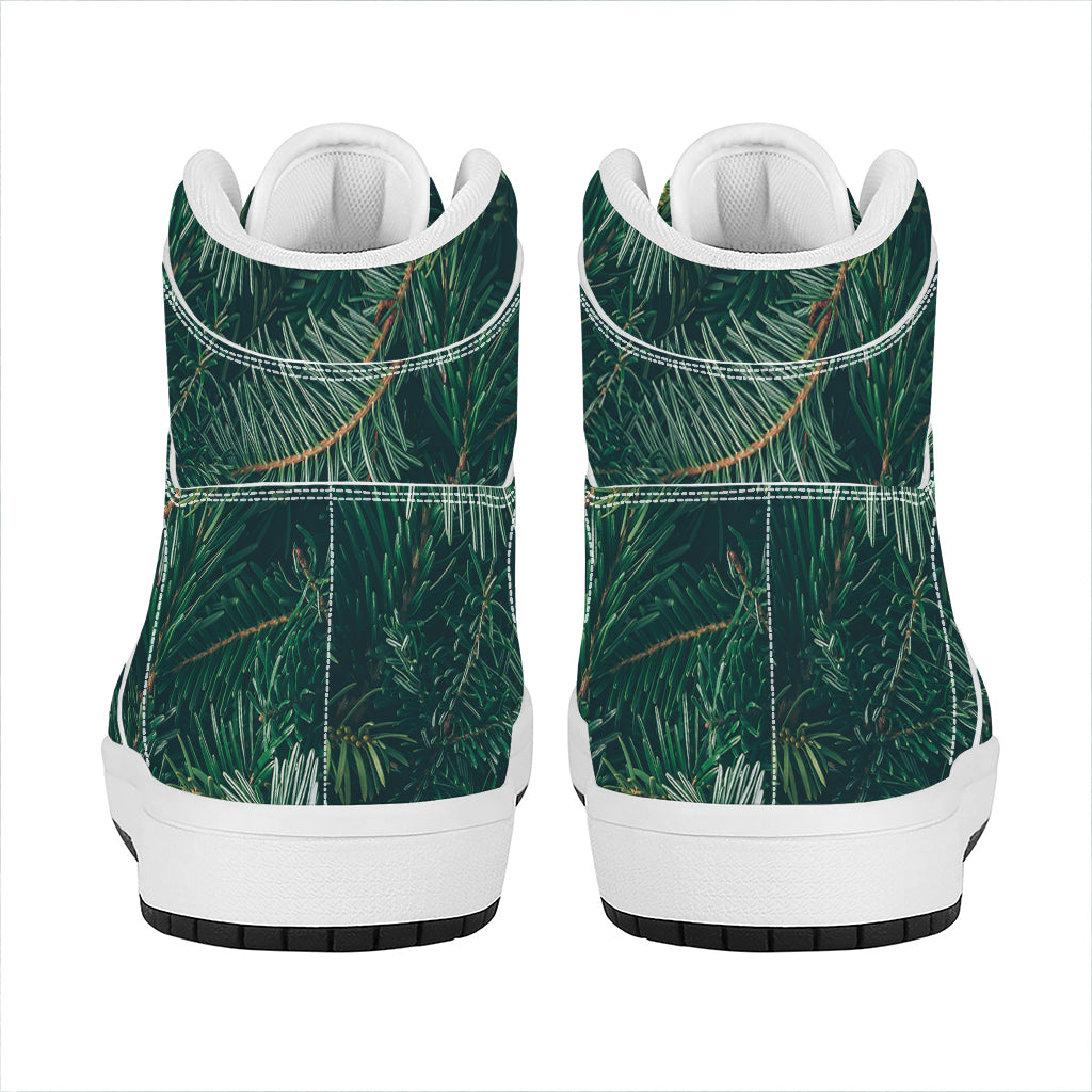 Christmas Tree Print High Top Leather Sneakers