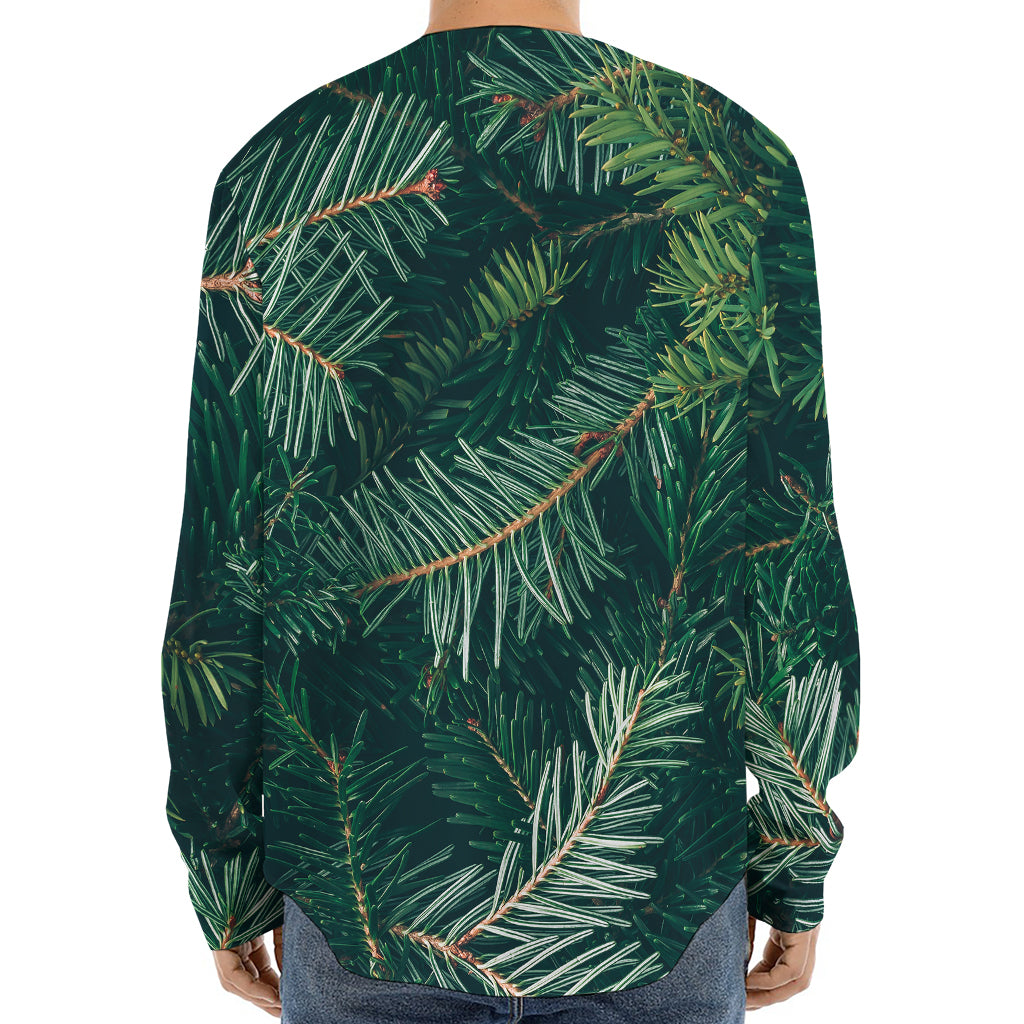 Christmas Tree Print Long Sleeve Baseball Jersey