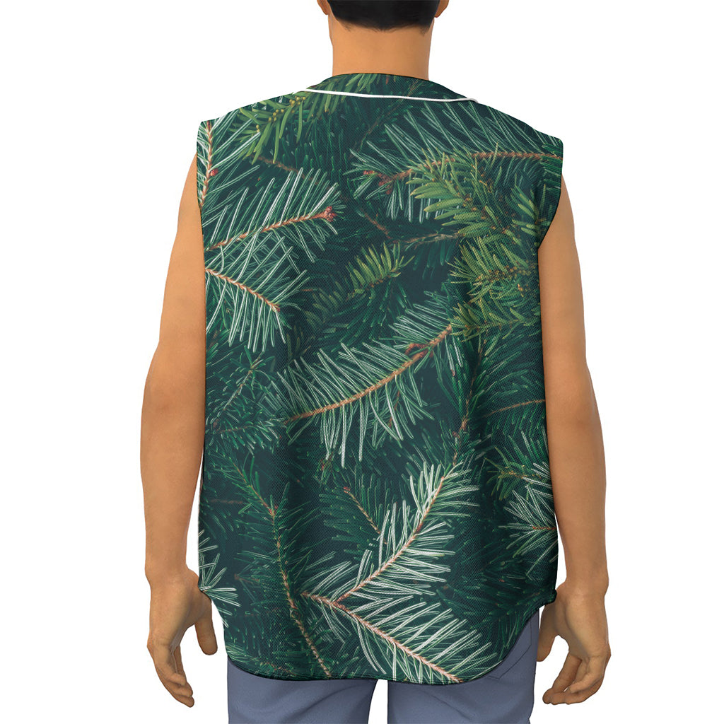 Christmas Tree Print Sleeveless Baseball Jersey