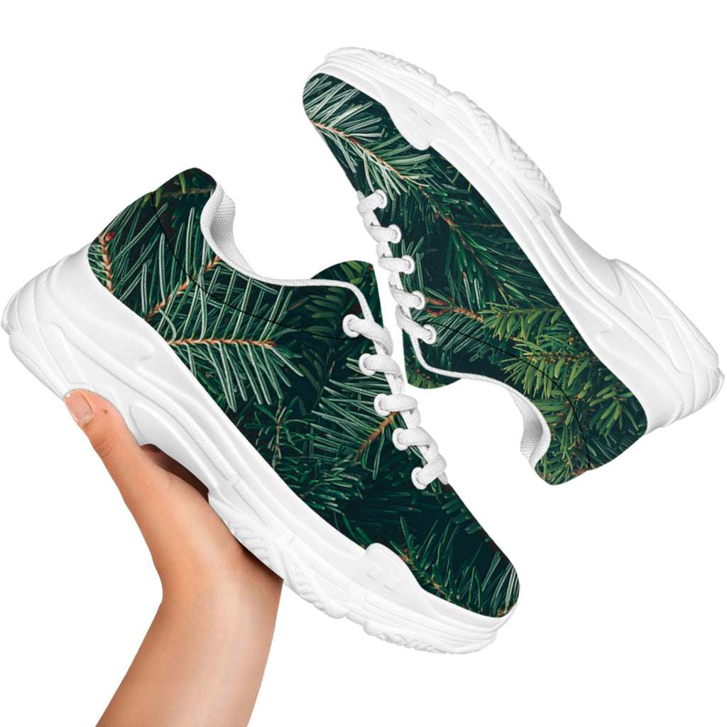 Christmas Tree Print White Chunky Shoes