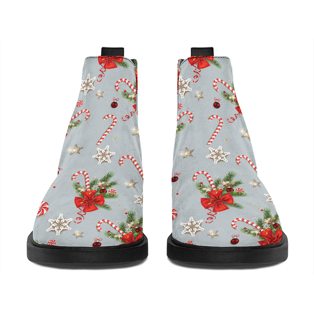 Christmas Winter Holiday Pattern Print Flat Ankle Boots