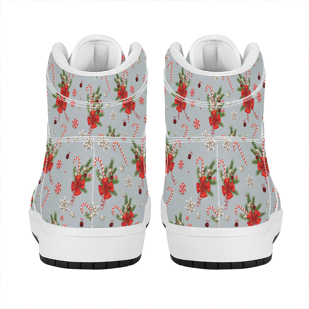 Christmas Winter Holiday Pattern Print High Top Leather Sneakers