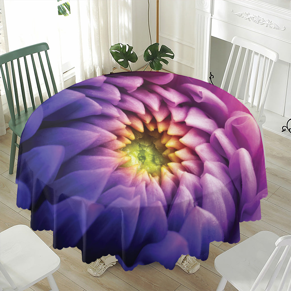 Chrysanthemum Flower Print Waterproof Round Tablecloth